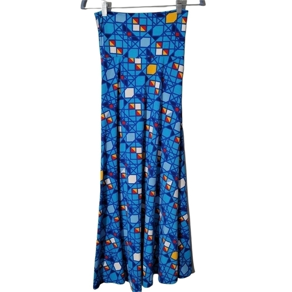 Lularoe Blue Triangle Geometric Print Maxi Skirt - Picture 1 of 9
